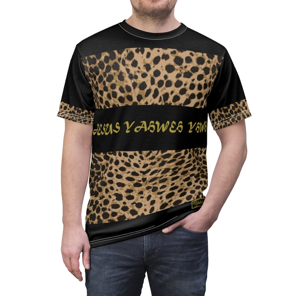 1B. Yahweh Leopard Jersey style T-Shirt (BL)